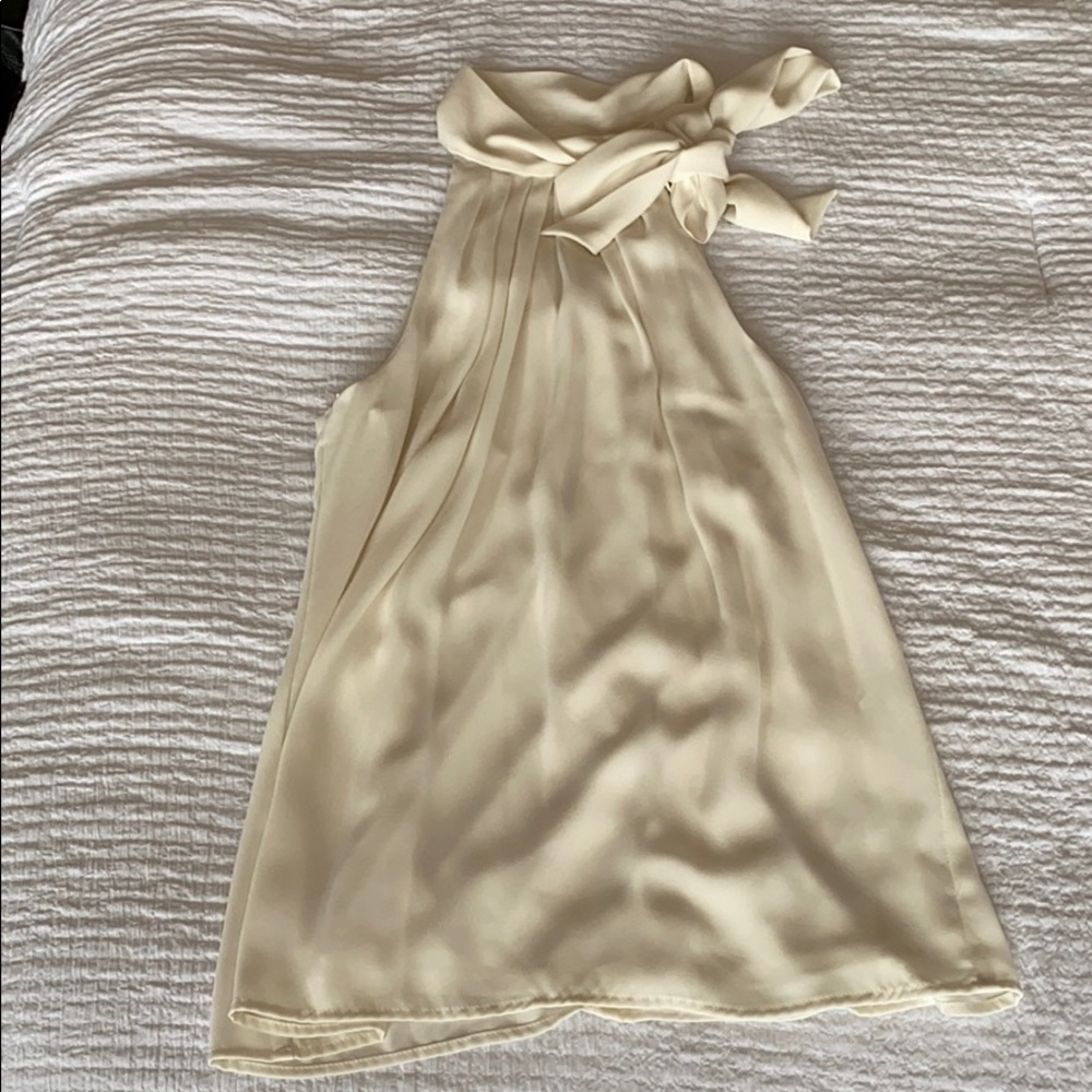 express cream turtle neck blouse with neck tie